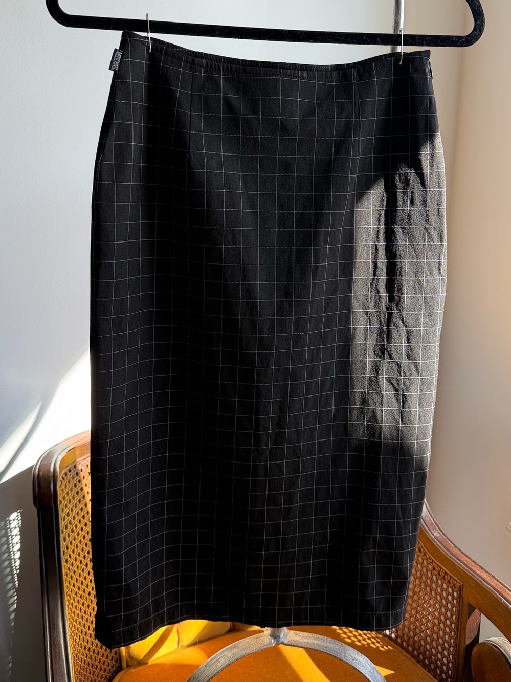 Moschino Jeans Vintage Black Windowpane Skirt US 8